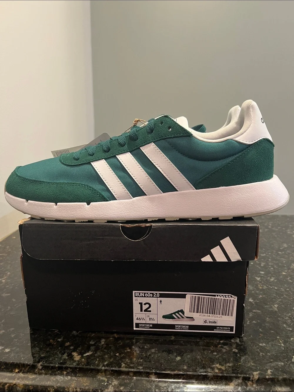 New adidas Green and White RUN 60s 2.0 Men's 12 Sneakers